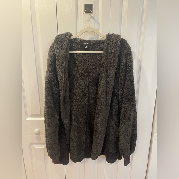 grey super soft teddy cardigan - Picture 1 of 9